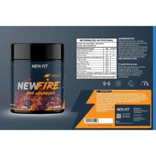 NewFire Pré-Workout 300g – 400mg Cafeína + Arginina + Beta-Alanina – New Fit Suplementos