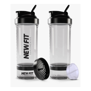 Coqueteleira New Fit Suplementos 700ml com Porta Cápsulas e Compartimento para Whey