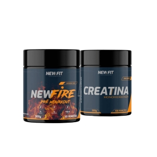 Kit New Fit Creatina 300g + Pré-Treino 300g – Força e Energia para Treinos Intensos