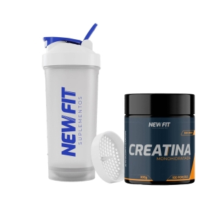 Kit New Fit Creatina 300g + Coqueteleira – Força, Rendimento e Praticidade