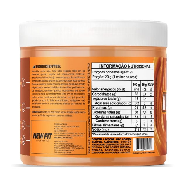 Pasta de Amendoim Amendofit Doce de Leite Argentino com Whey