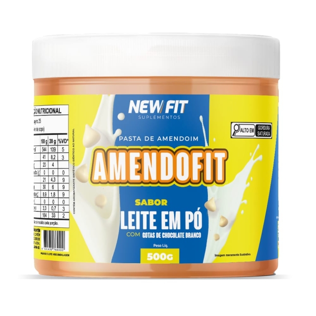 Pasta de Amendoim Amendofit - Sabor Leite Em Pó Com Gotas De Chocolate Branco