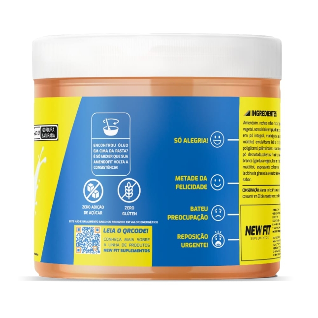 Pasta de Amendoim Amendofit - Sabor Leite Em Pó Com Gotas De Chocolate Branco