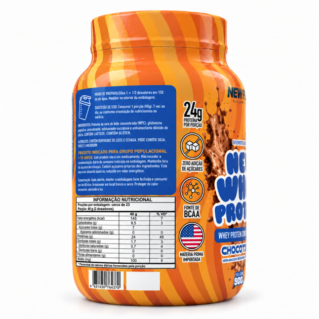 New Whey Protein Sabor Chocotine 900g – 24g de Proteína por Dose | New Fit Suplementos