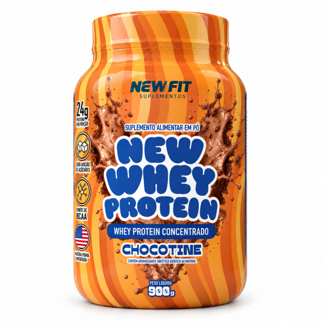 New Whey Protein Sabor Chocotine 900g – 24g de Proteína por Dose | New Fit Suplementos